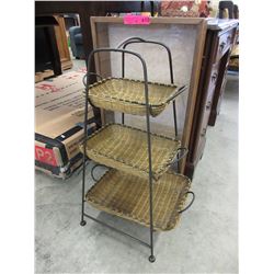 Used wood display case & 3 tier shelf