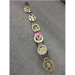 6 Horse brasses on leather strap