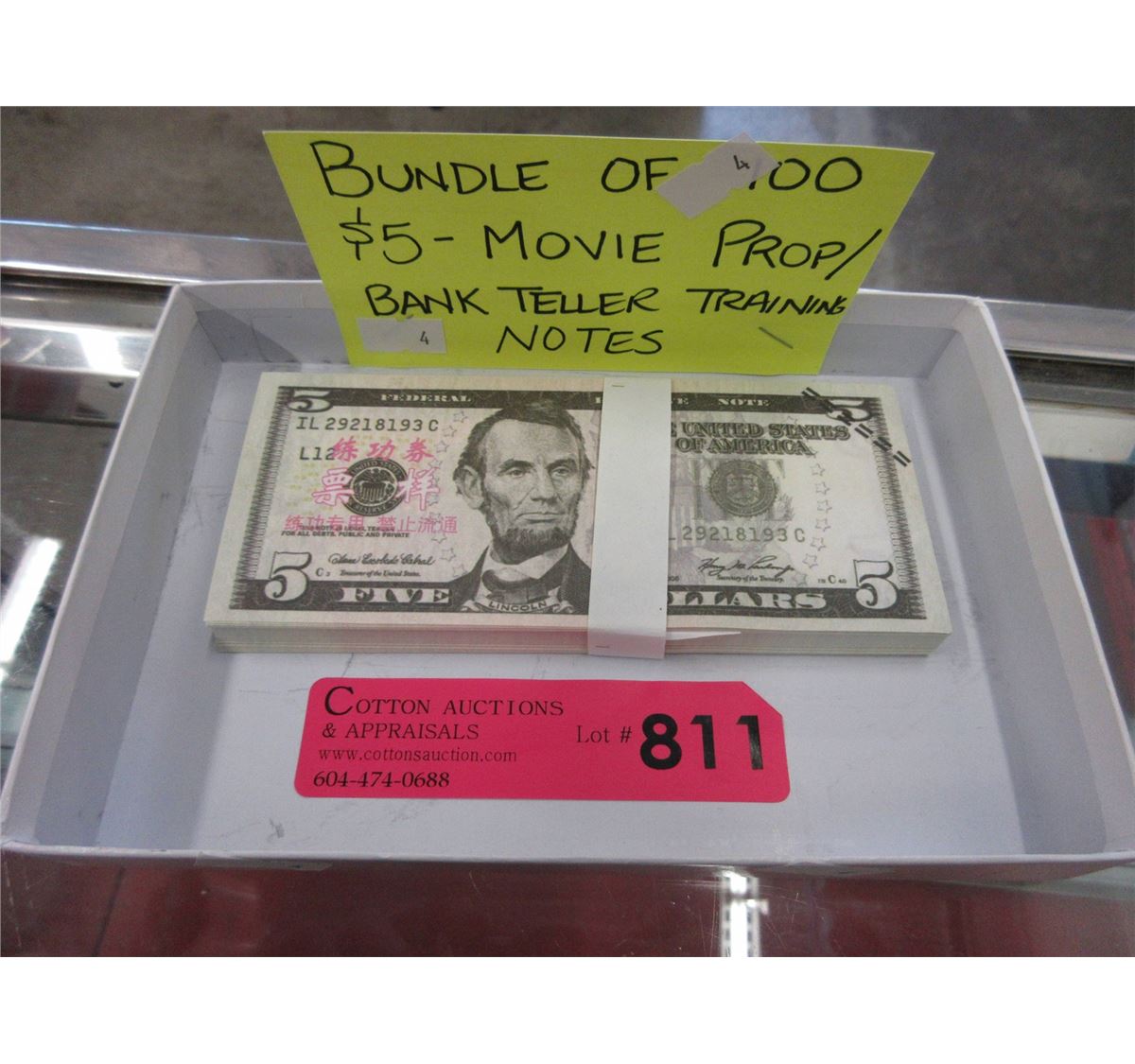 100 Movie prop/Bank Teller training notes