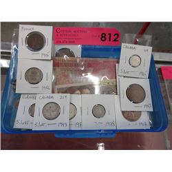 Box of coins, tokens & currency