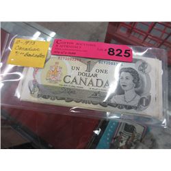 10 x 1973 Canadian $1 banknotes