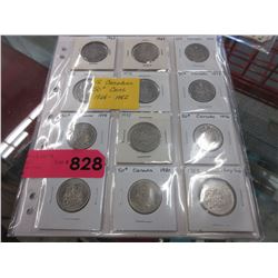 12 Canadian 50 cent coins