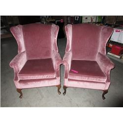 2 Pink upholstered arm chairs