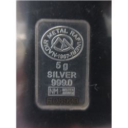 .999 Fine Silver Nadir Metal bar - 5 Grams