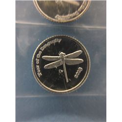 4 x .999 Fine Silver 2013 "Dragonfly" motif rounds