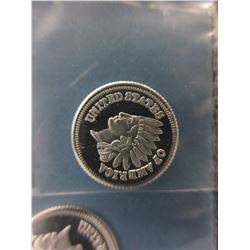 4 x .999 Fine Silver Native Indian Head rounds