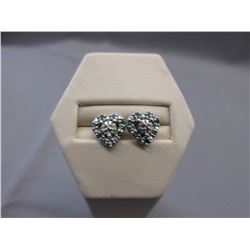 New Sterling Silver & Blue Diamond Heart Earrings
