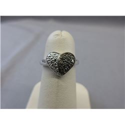 Sterling Silver & Champagne Diamond Heart Ring