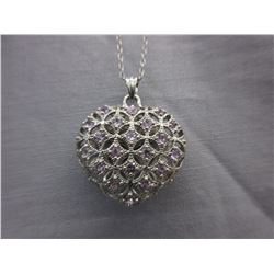 3 Dimensional Amethyst Heart Necklace
