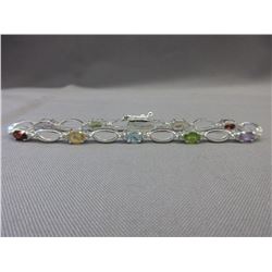 Sterling Silver multi-gemstone bracelet