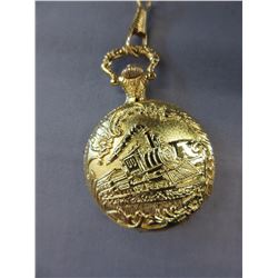 New Train motif pocket watch with chain