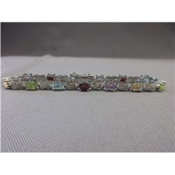 6+CTW Multi-gemstone & Diamond tennis bracelet