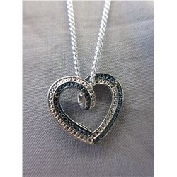 Blue & White Diamond heart necklace
