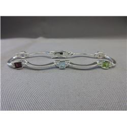 Solid Sterling Silver & Multi-gemstone bracelet