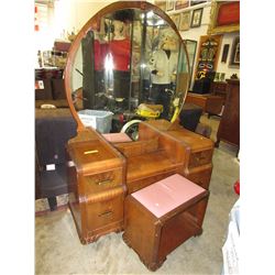 Vintage - Waterfall veneer vanity table & stool