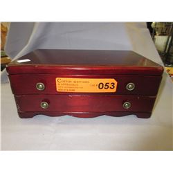 Mahogany  jewelry box and contents