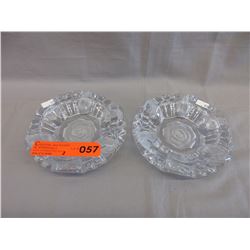 2 Large etched glass ashtrays