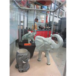 3 Glazed ceramic Elephant decorations