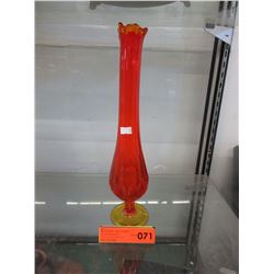 1970's Orange glass vase