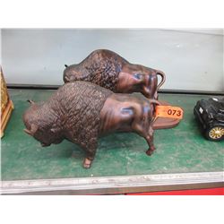 2 Bronze Glazed pottery Bison figurines