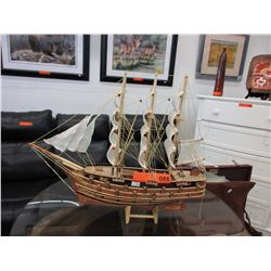 Wood ship model on stand