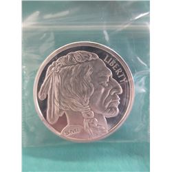 Buffalo/ Indian Head Motif Silver Art Round