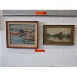 Vintage oil on board & framed prints