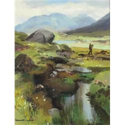 Kenneth Webb RWA FRSA RUA (b.1927), CUTTING TURF, BALLINAHINCH, signed lower left; inscribed...