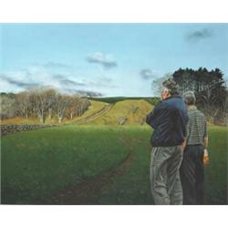 Martin Gale RHA (b.1949), THE LIE OF THE LAND, signed and dated [2002] on reverse, oil on c...
