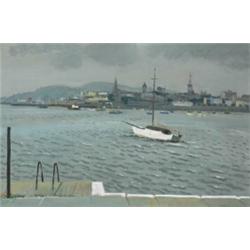 Carey Clarke PPRHA (b.1936), DUN LAOGHAIRE HARBOUR FROM THE WEST PIER, signed lower right, ...