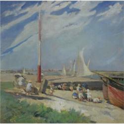 Eva Henrietta Hamilton (1876-1960), THE ESTUARY, MALAHIDE, chalk inscription on original stre...