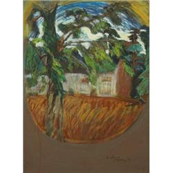 Brian Bourke HRHA (b.1936), LANDSCAPE WITH RUINS, COUNTY KILKENNY, signed, inscribed and date...