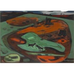 Norah McGuinness (1901-1980), ORANGE SHAPES, signed lower right; inscribed exhibition label o...