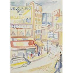 Father Jack P. Hanlon (1913-1968), BRASSERIE DUPONT, PARIS, signed lower left, watercolour...