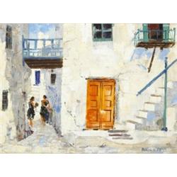 Fergus O’Ryan RHA ANCA (1911-1989), THE ORANGE DOOR, MYKONOS, GREECE, signed lower right, o...