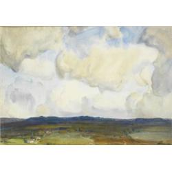 Edward Louis Lawrenson (1868-1940), IN SUSSEX; EVENING; KINGSTON DOWN, SUSSEX; FLEETING CLOUDS...