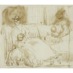 Sir William Orpen RA RI HRHA (1878-1931), STUDY FOR SWINTON FAMILY PORTRAIT, pen and ink, 2...