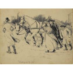 Hugh Thomson RI (1860-1920), WALKING UP THE HILL, stamped "English Illustrated Magazine/ Macm...