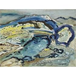 George Campbell RHA (1917-1979), CONNEMARA LANDSCAPE, signed lower right, watercolour, cray...
