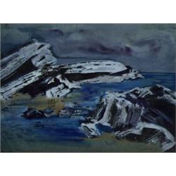 George Campbell RHA (1917-1979), STUDY OF ROCKS IN WATER, signed lower right, watercolour a...