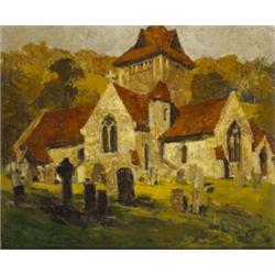 Ronald Ossory Dunlop RA RBA NEAC (1894-1973), CHURCH AND CHURCHYARD, signed lower right, oi...