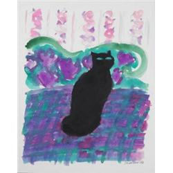 Neil Shawcross ARHA (b.1940), BLACK CAT, signed and dated [1976] lower right, watercolour o...