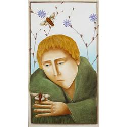 Barry Castle (b.1935), BOY AND MOTHS, signed with initials and dated [1995] lower right, oi...