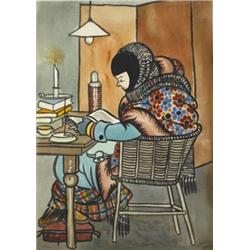 Markey Robinson (1918-1999), THE ARTIST’S DAUGHTER AT STUDY, signed lower left, watercolour...