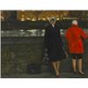 Patrick Leonard HRHA (b.1918), WAITING FOR THE BUS AT BURGH QUAY, DUBLIN, signed on reverse...