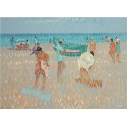 Desmond Carrick RHA (b.1928), AN OVERCAST DAY, BURRIANA BEACH, NERJA, signed lower right; ins...