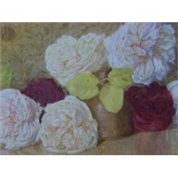 WAINRIGHT, WILLIAM JOHN, (1855-1931), still life study of roses, watercolours, monogram lower lef...