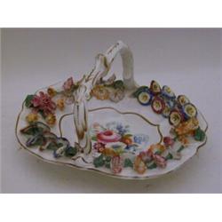 A COALPORT BASKET, c.1830, florally decorated and encrusted, width 22cm  30-50...