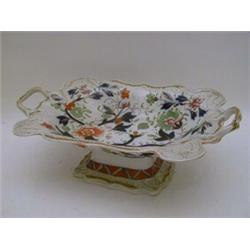A STEVENSON AND WILLIAMS STONE CHINA DESSERT SET, c.1830, twin handled basket and eight plates (s...