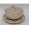 Image 1 : A PARIAN WARE BUTTER DISH, cover and stand, c.1870, moulded with cockle shells, diameter 17cm (s....